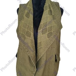 Blu Pepper Khaki Crochet Vest